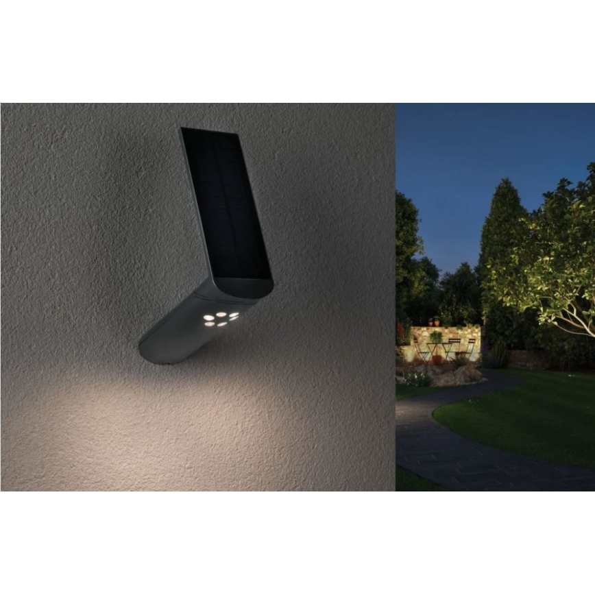Paulmann 94261 - LED/1,2W IP44 Applique solare con sensore ILIAS 3,7V 1800 mAh