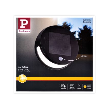 Paulmann 94265 - LED/3W IP44 Lampada solare da esterno con sensore HELENA 3,7V 1800 mAh