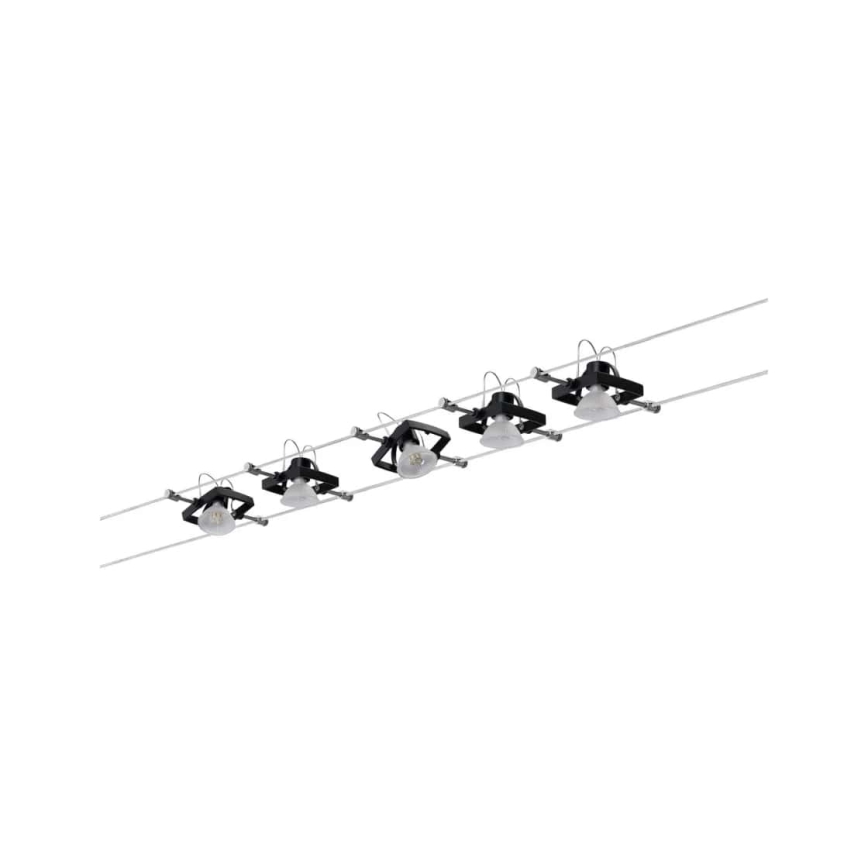 Paulmann 94290 - SET 5xGU5,3/10W Faretto per sistema di corde MAC 230V nero