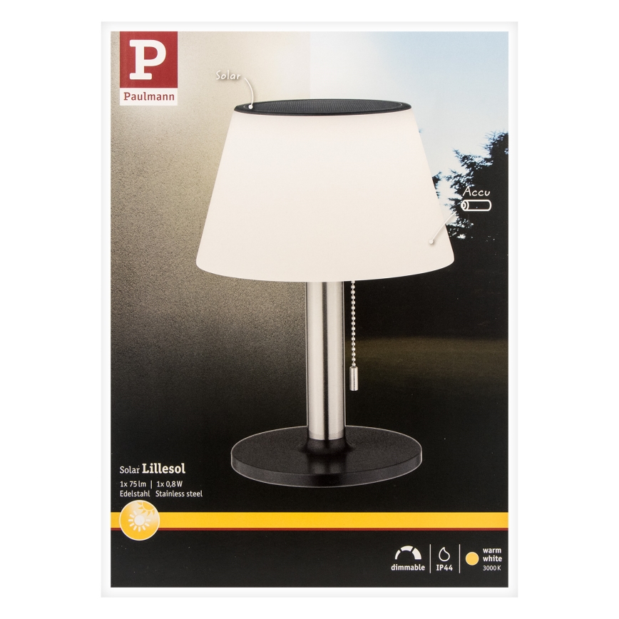 Paulmann 94309 - Lampada solare LED/0,8W IP44 dimmerabile LILLESOL 3,7V 2000 mAh