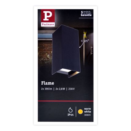 Paulmann 94326 - 2xLED/2,8W IP44 applique da esterno FLAME 230V