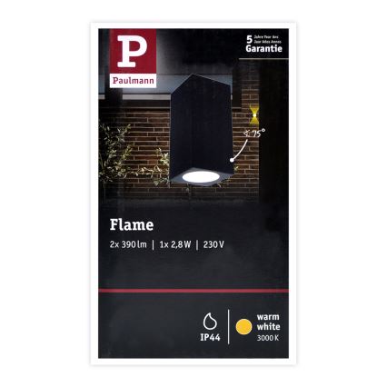 Paulmann 94328 - 2xLED/2,8W IP44 Applique da esterno FLAME 230V antracite