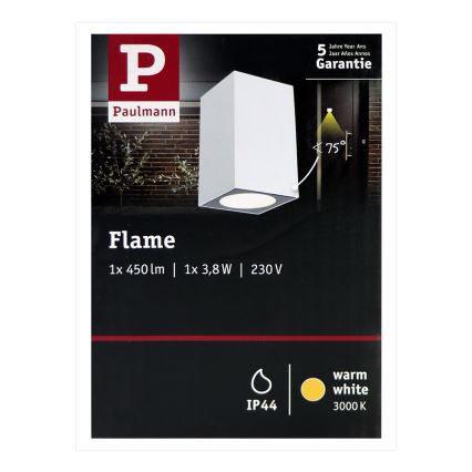 Paulmann 94329 - LED/3,8W IP44 Applique da esterno FLAME 230V bianca