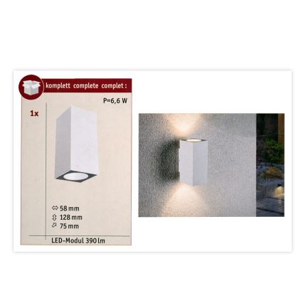 Paulmann 94330 - 2xLED/2,8W IP44 Applique da esterno  FLAME 230V bianca