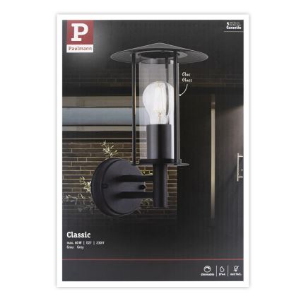 Paulmann 94398 - 1xE27/60W IP44 Applique da esterno CLASSIC 230V