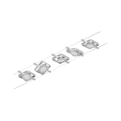 Paulmann 94420 - Kit completo sistema a cavo MAC 230V, 5x LED da 4,5W, cromo opaco