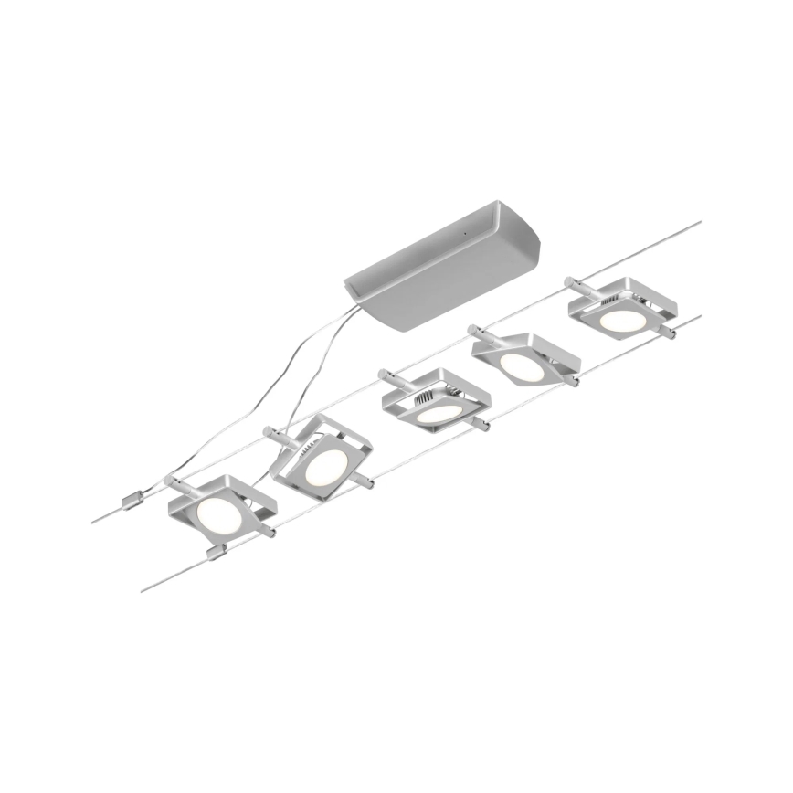 Paulmann 94420 - Kit completo sistema a cavo MAC 230V, 5x LED da 4,5W, cromo opaco