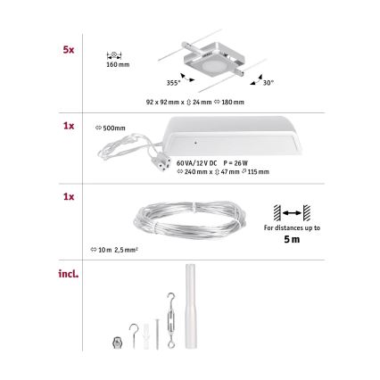 Paulmann 94420 - SET 5xLED/4,5W Faretto per sistema a binario MAC 230V cromo opaco