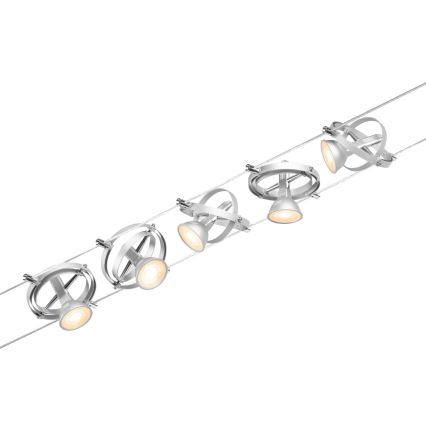 Paulmann 94436 - Set 5x GU5,3/10W, sistema completo a cavo CARDAN 230V, cromo opaco