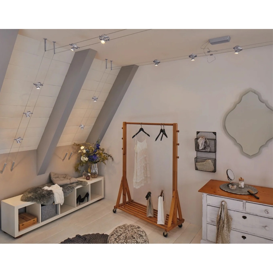 Paulmann 94437 - 1xGU5,3/10W Faretto per sistema a cavi CARDAN 12V, cromo satinato