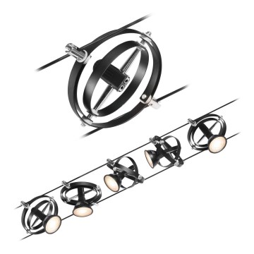 Paulmann 94440 - KIT 5xGU5,3/10W, sistema completo a cavo CARDAN 230V, nero