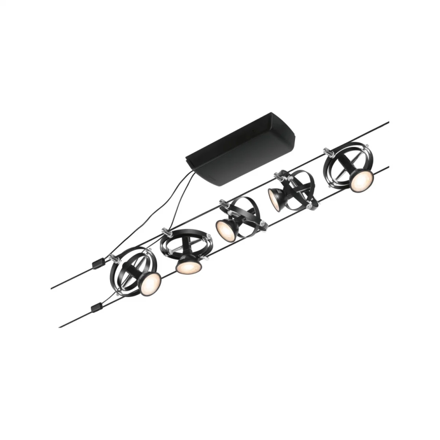 Paulmann 94440 - KIT 5xGU5,3/10W, sistema completo a cavo CARDAN 230V, nero