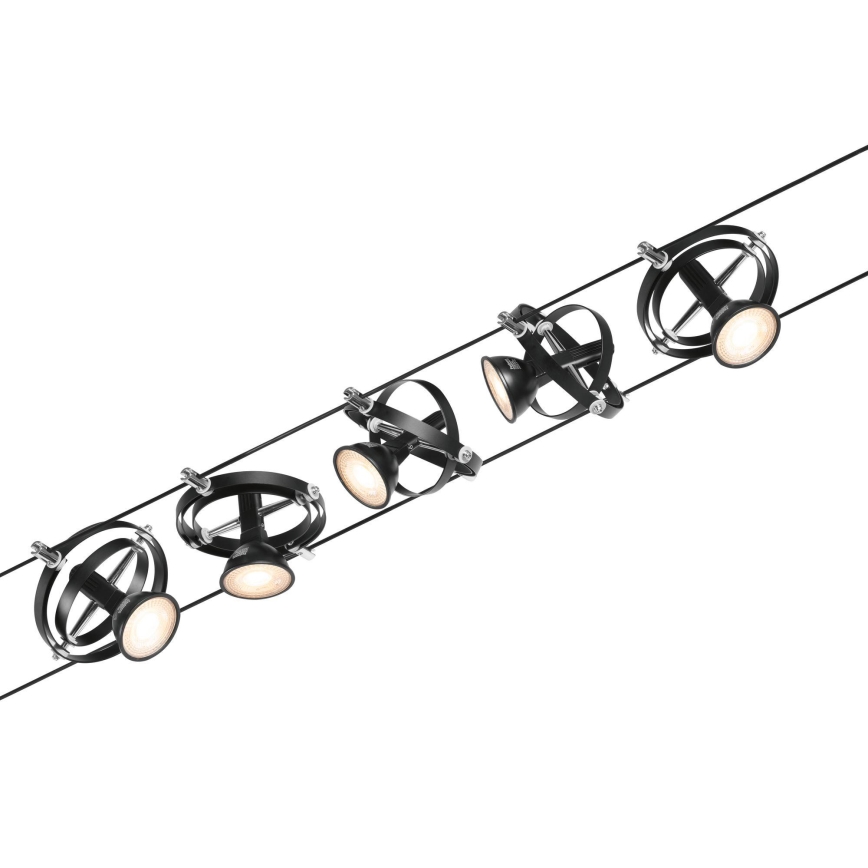 Paulmann 94440 - KIT 5xGU5,3/10W, sistema completo a cavo CARDAN 230V, nero