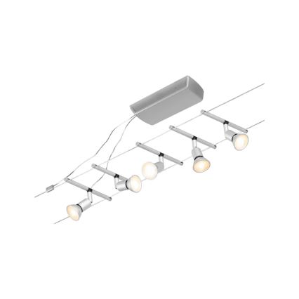 Paulmann 94442 - SET 5xGU5,3/10W Sistema a cavo completo SALT 230V cromo opaco