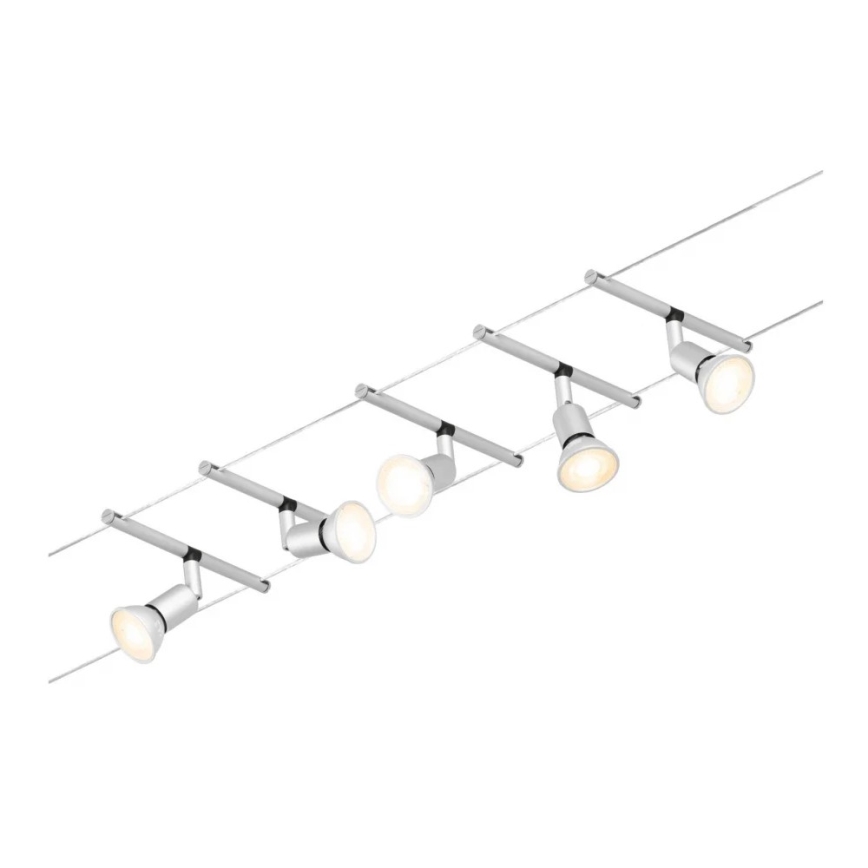 Paulmann 94442 - SET 5xGU5,3/10W Sistema a cavo completo SALT 230V cromo opaco