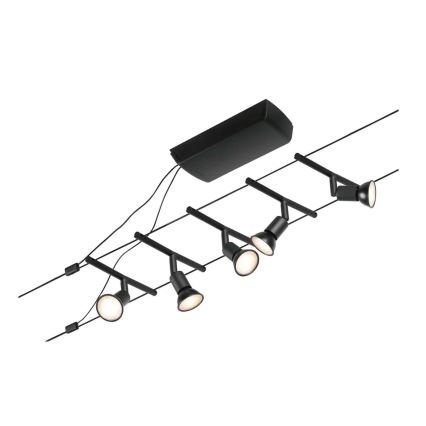 Paulmann 94446 - SET 5xGU5,3/10W Sistema a cavo completo SALT 230V nero