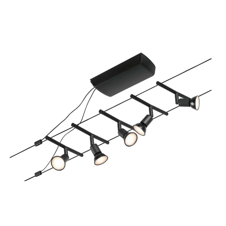 Paulmann 94446 - SET 5xGU5,3/10W Sistema a cavo completo SALT 230V nero