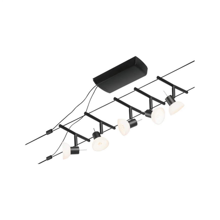 Paulmann 94450 - Set 5x GU5,3/10W Sistema completo a cavo SHEELA 230V nero