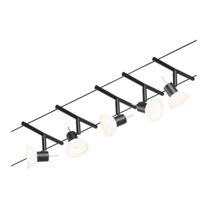 Paulmann 94450 - Set 5x GU5,3/10W Sistema completo a cavo SHEELA 230V nero