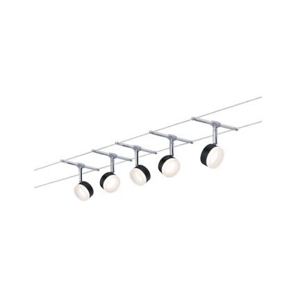 Paulmann 94457 - SET 5x LED da 4W Sistema completo a cavo CLEAR 230V nero/cromo lucido