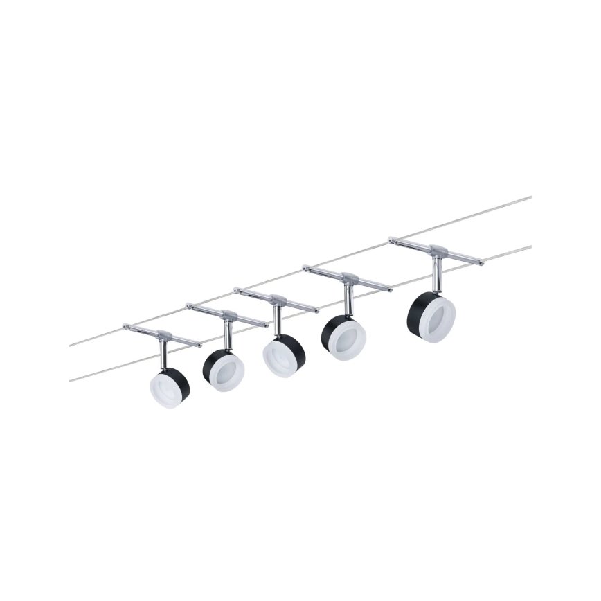 Paulmann 94457 - SET 5x LED da 4W Sistema completo a cavo CLEAR 230V nero/cromo lucido