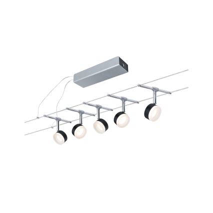 Paulmann 94457 - SET 5x LED da 4W Sistema completo a cavo CLEAR 230V nero/cromo lucido