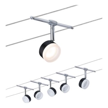 Paulmann 94457 - SET 5x LED da 4W Sistema completo a cavo CLEAR 230V nero/cromo lucido