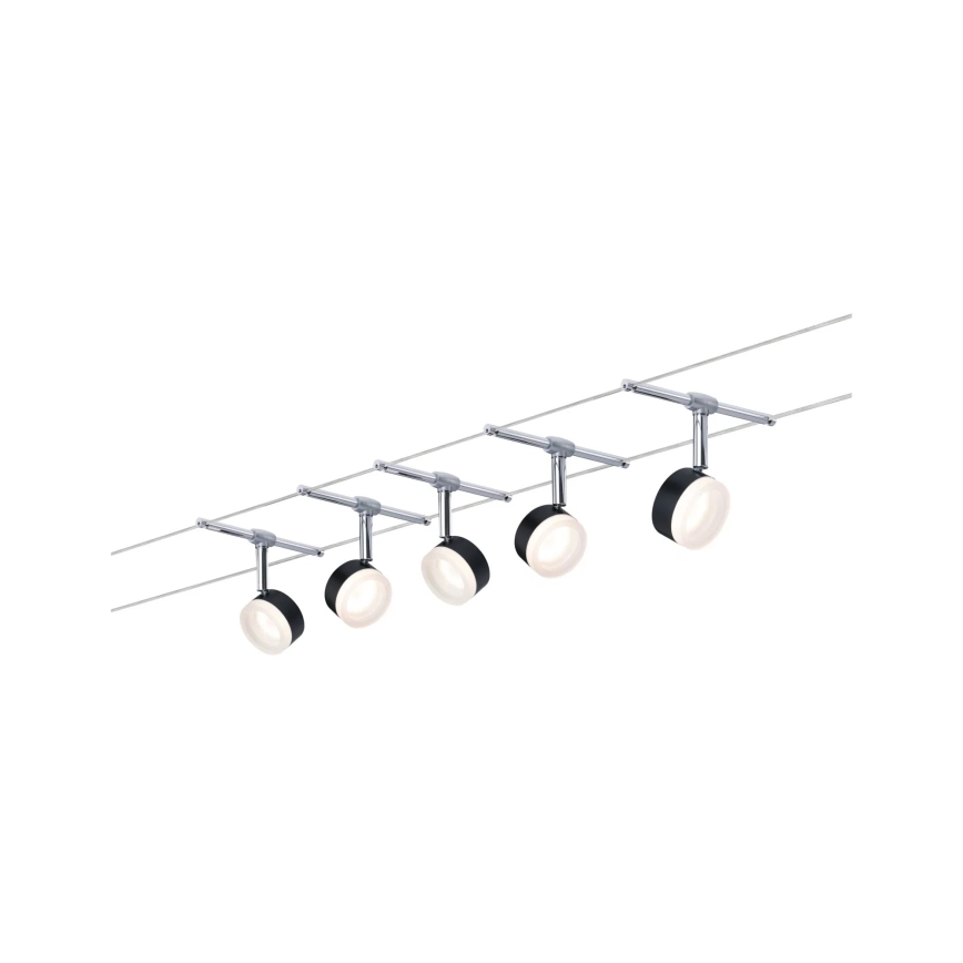 Paulmann 94457 - Set 5x faretti LED da 4W per sistema a cavo CLEAR 230V nero/cromo lucido