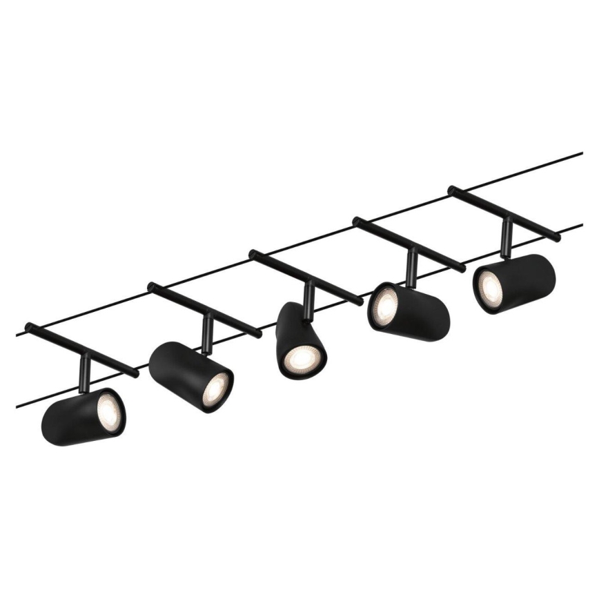 Paulmann 94469 - Kit 5×GU5,3/10W Sistema a cavo completo CUP 230V nero