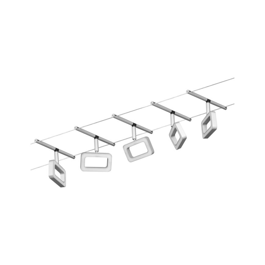 Paulmann 94481 - Kit 5x LED da 4,8 W, sistema a cavo completo FRAME 230 V, cromo opaco