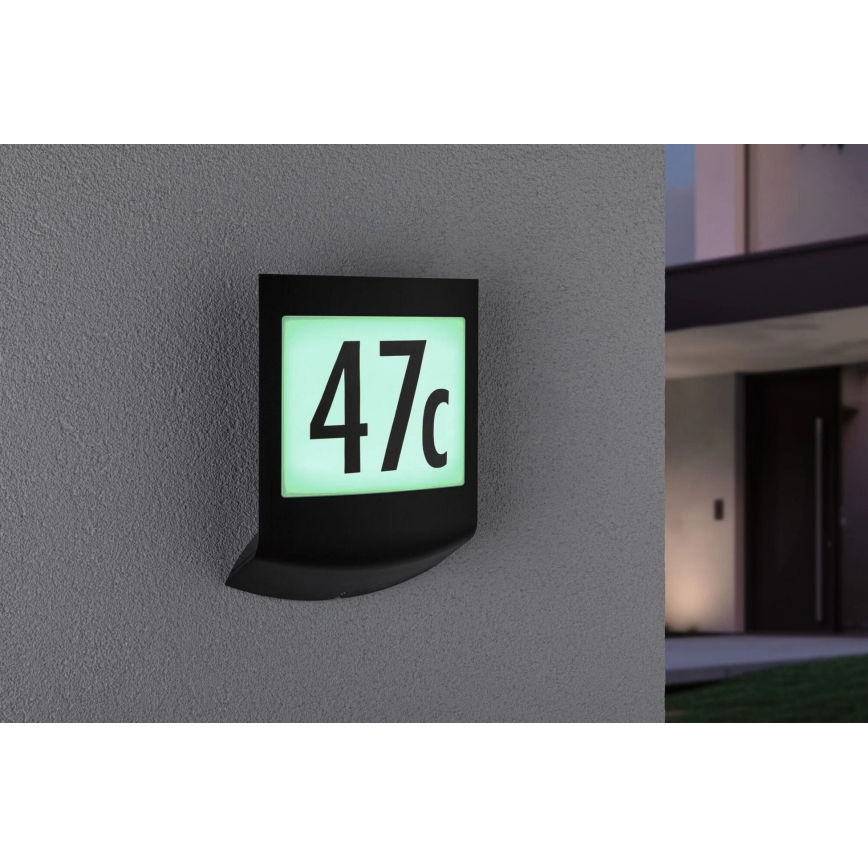 Paulmann 94513 - LED RGBW/8,2 W IP44 dimmerabile, illuminazione per numero civico con sensore di movimento e crepuscolare PADEA 230V antracite