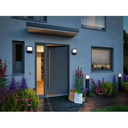 Paulmann 94515 - LED/8,5W IP44 Lampada da esterno dimmerabile con sensore di movimento e sensore crepuscolare PADEA 230V antracite