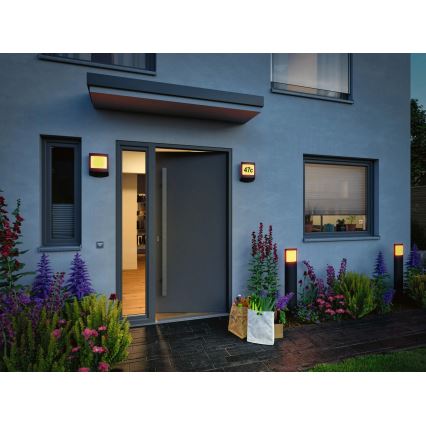 Paulmann 94515 - LED/8,5W IP44 Targa luminosa per numero civico dimmerabile con sensore di movimento e sensore crepuscolare PADEA 230V antracite