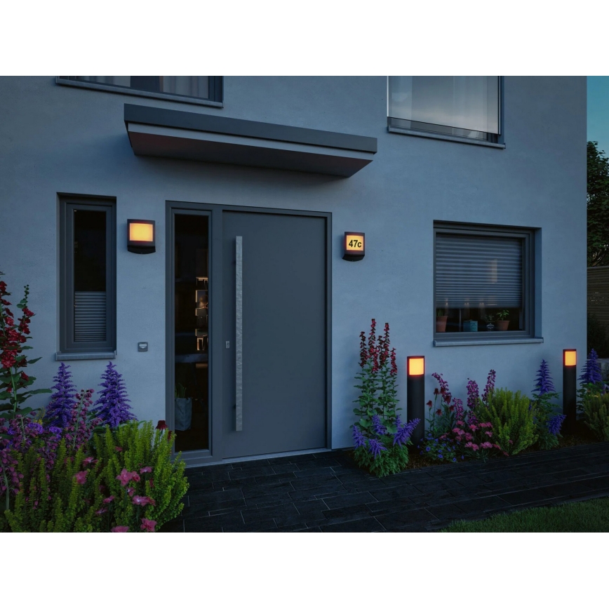 Paulmann 94515 - LED/8,5W IP44 Targa luminosa per numero civico dimmerabile con sensore di movimento e sensore crepuscolare PADEA 230V antracite