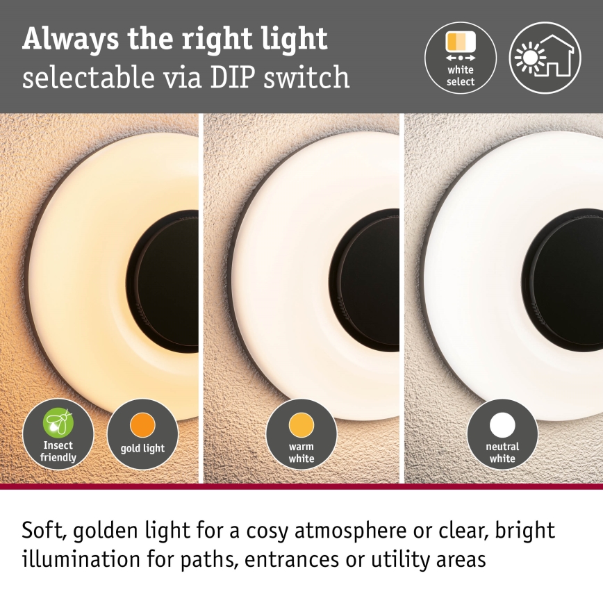 Paulmann 94955 - LED/20,5W IP65 Applique da parete per esterni dimmerabile AUREVA 230V 2200/3000/4000K antracite