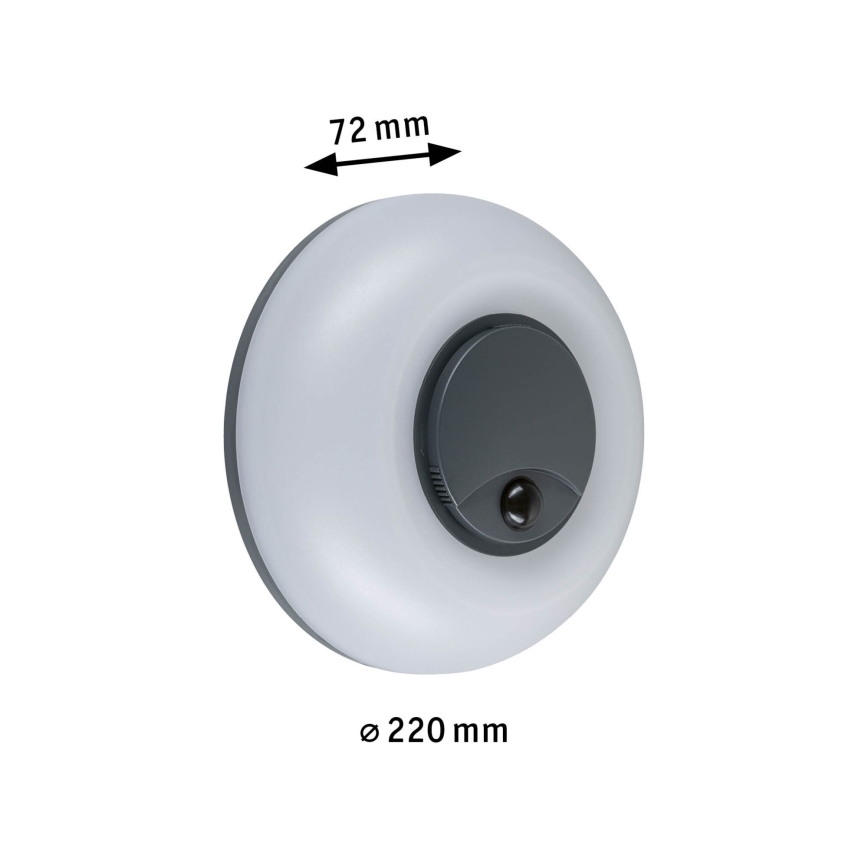 Paulmann 94956 - LED/20,5W IP65 Applique da esterno dimmerabile con sensore di movimento e sensore crepuscolare AUREVA 230V 2200/3000/4000K antracite