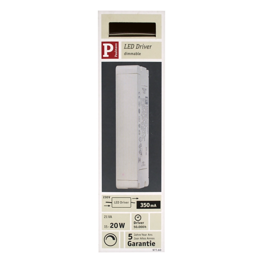 PPaulmann 97760 - Trasformatore per luci LED DRIVER 15-20W/350mA/230V
