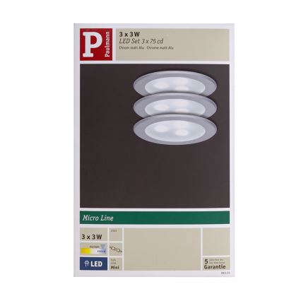 Paulmann 98351 - SET 3xLED/3W Lampada da incasso MICRO LINE 230V