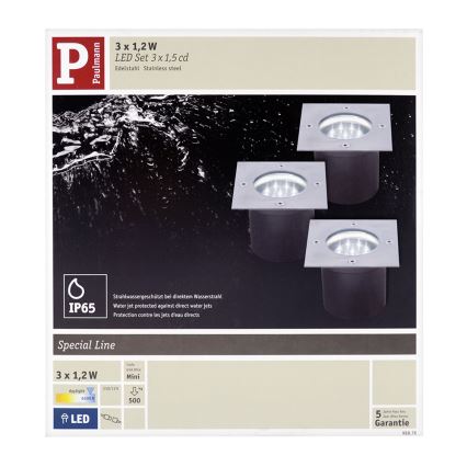 Paulmann 98876 - SET 3x LED/1,2W IP65 Lampada segnapasso SPECIAL LINE 230V/12V