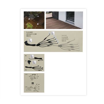 Paulmann 98891 - SET 5X LED/0,16W IP67 Luce da incasso da esterno MICRO 230V