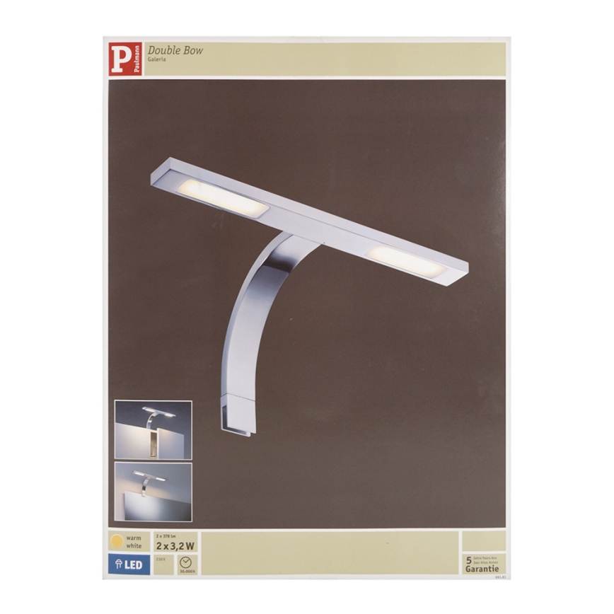 Paulmann 99381 - 2xLED/3,2W Illuminazione per specchi GALERIA 230V