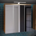 Pensile da bagno con specchio VENOM, bianco/rovere artisan
