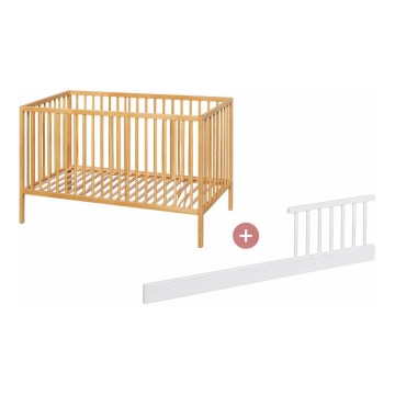 PETITE&MARS - Lettino per bambini + barriera protettiva NELA BEECH 120x60 cm faggio