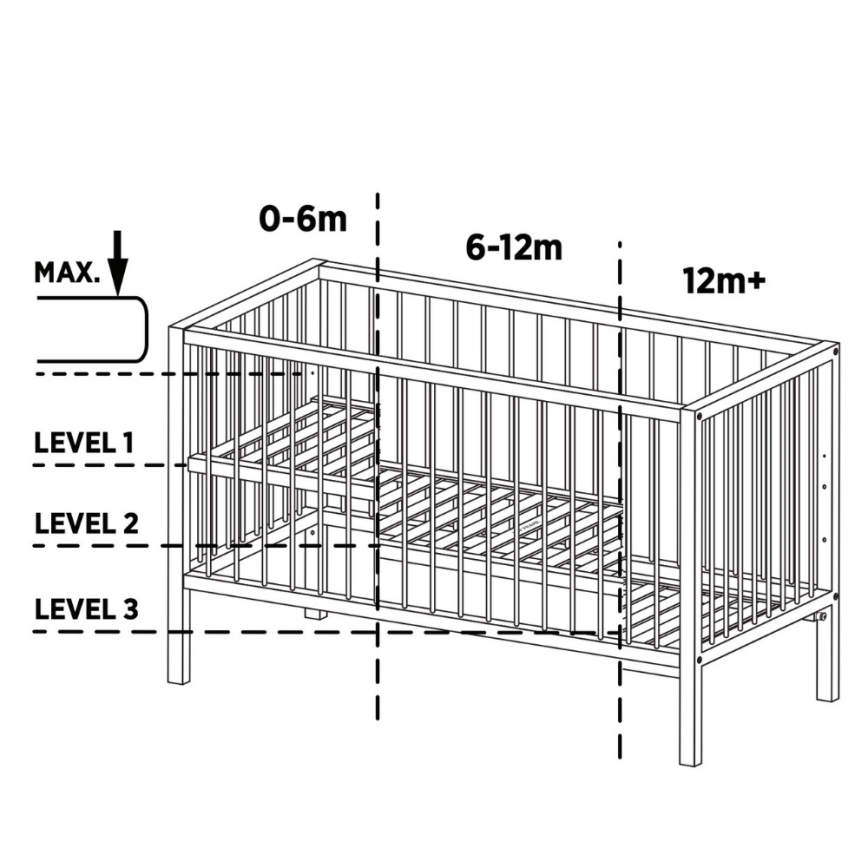 PETITE&MARS - Lettino per bambini NELA BEECH 120x60 cm in faggio