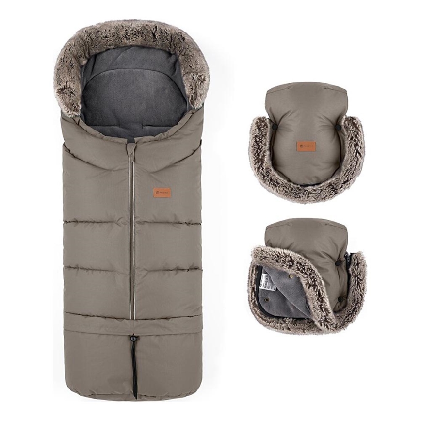 PETITE&MARS - SET Coprigambe per bambini 4in1 ARCTIC + stroller mano muffs FURRY Mocha Mousse