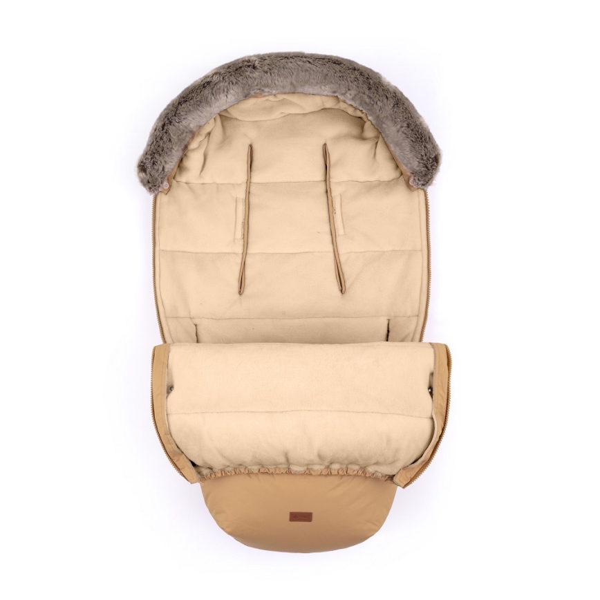 PETITE&MARS - SET Coprigambe per bambini 4in1 COMFY + stroller mano muffs FURRY Elegant Caramel