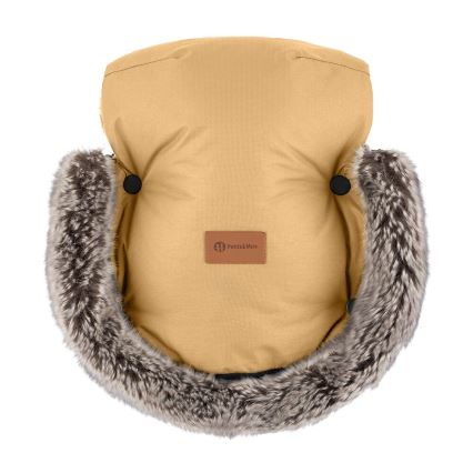 PETITE&MARS - SET Coprigambe per bambini 4in1 COMFY + stroller mano muffs FURRY Elegant Caramel