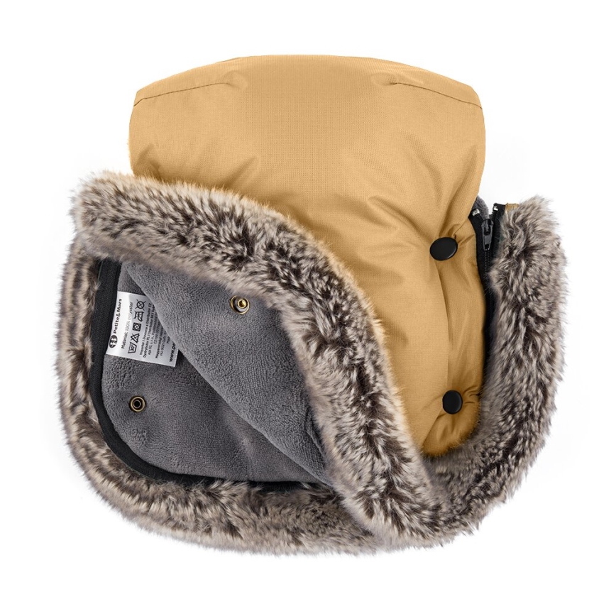PETITE&MARS - SET Coprigambe per bambini 4in1 COMFY + stroller mano muffs FURRY Elegant Caramel