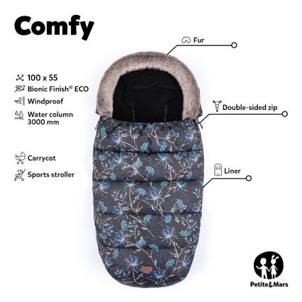 PETITE&MARS - SET Coprigambe per bambini 4in1 COMFY + stroller mano muffs FURRY Elegant Caramel