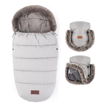 PETITE&MARS - SET Coprigambe per bambini 4in1 COMFY + stroller mano muffs FURRY Champagne Shower